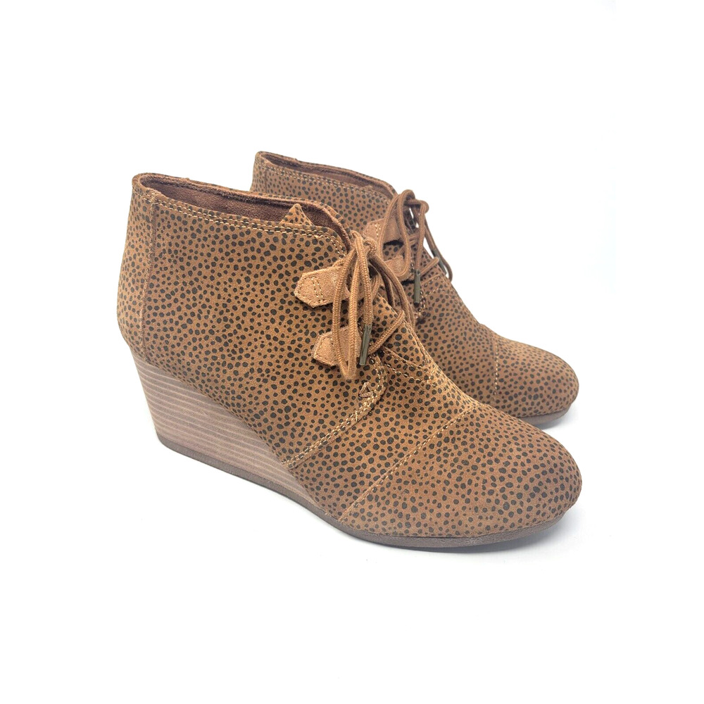 Tom's Kala Cheetah Print Suede Espadrilles Wedge Heels - Women's Sz 9.5